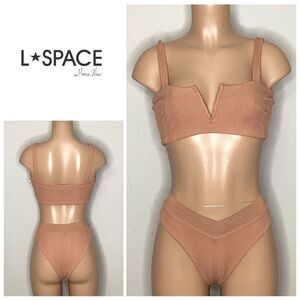 New. L*SPACE tan ribbed bikini. DD-top/M-bottom. Retails $198